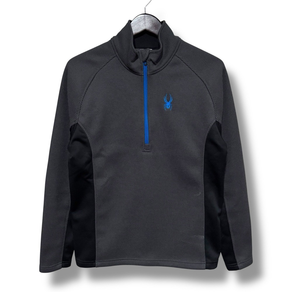 Spyder Men's 1/2 Zip Pullover Sweater Gray Blue Size Medium 20.5 x 27.5